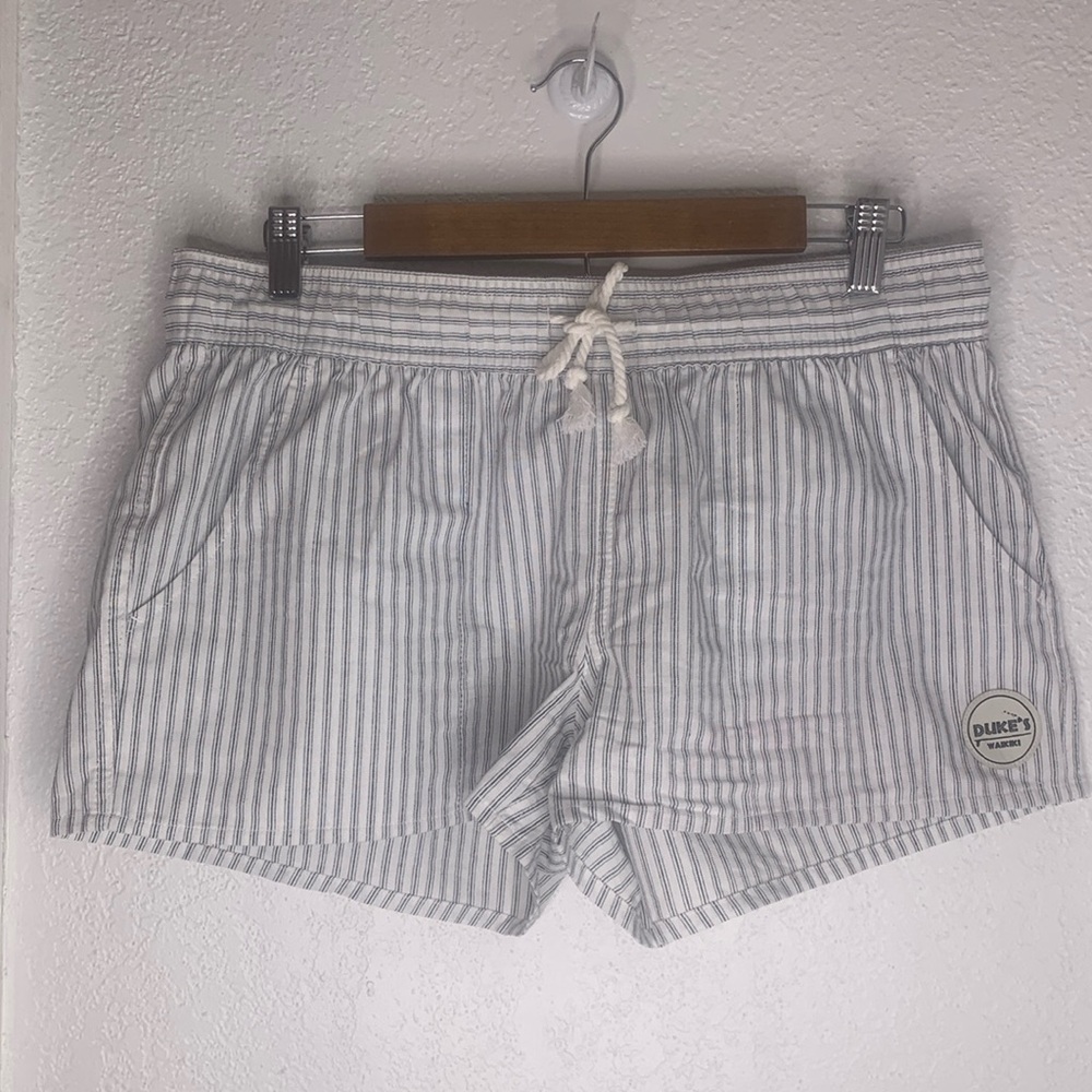Duke's Waikiki white blue stripe shorts pockets size XL 100% cotton